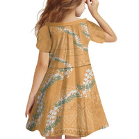 Aloha Pakalana and Puakenikeni Lei Family Matching Off Shoulder Maxi Dress and Hawaiian Shirt Gold Hawaiian Pattern