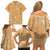 Aloha Pakalana and Puakenikeni Lei Family Matching Off Shoulder Short Dress and Hawaiian Shirt Gold Hawaiian Pattern