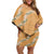 Aloha Pakalana and Puakenikeni Lei Family Matching Off Shoulder Short Dress and Hawaiian Shirt Gold Hawaiian Pattern
