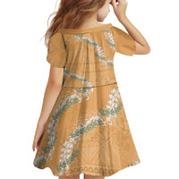 Aloha Pakalana and Puakenikeni Lei Family Matching Summer Maxi Dress and Hawaiian Shirt Gold Hawaiian Pattern