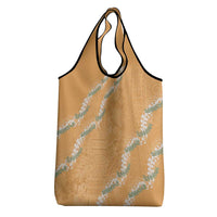Aloha Pakalana and Puakenikeni Lei Grocery Bag Gold Hawaiian Pattern