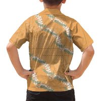 Aloha Pakalana and Puakenikeni Lei Kid Hawaiian Shirt Gold Hawaiian Pattern LT9 - Polynesian Pride