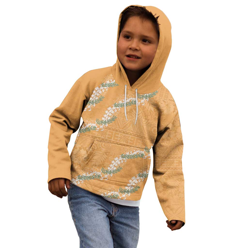 Aloha Pakalana and Puakenikeni Lei Kid Hoodie Gold Hawaiian Pattern