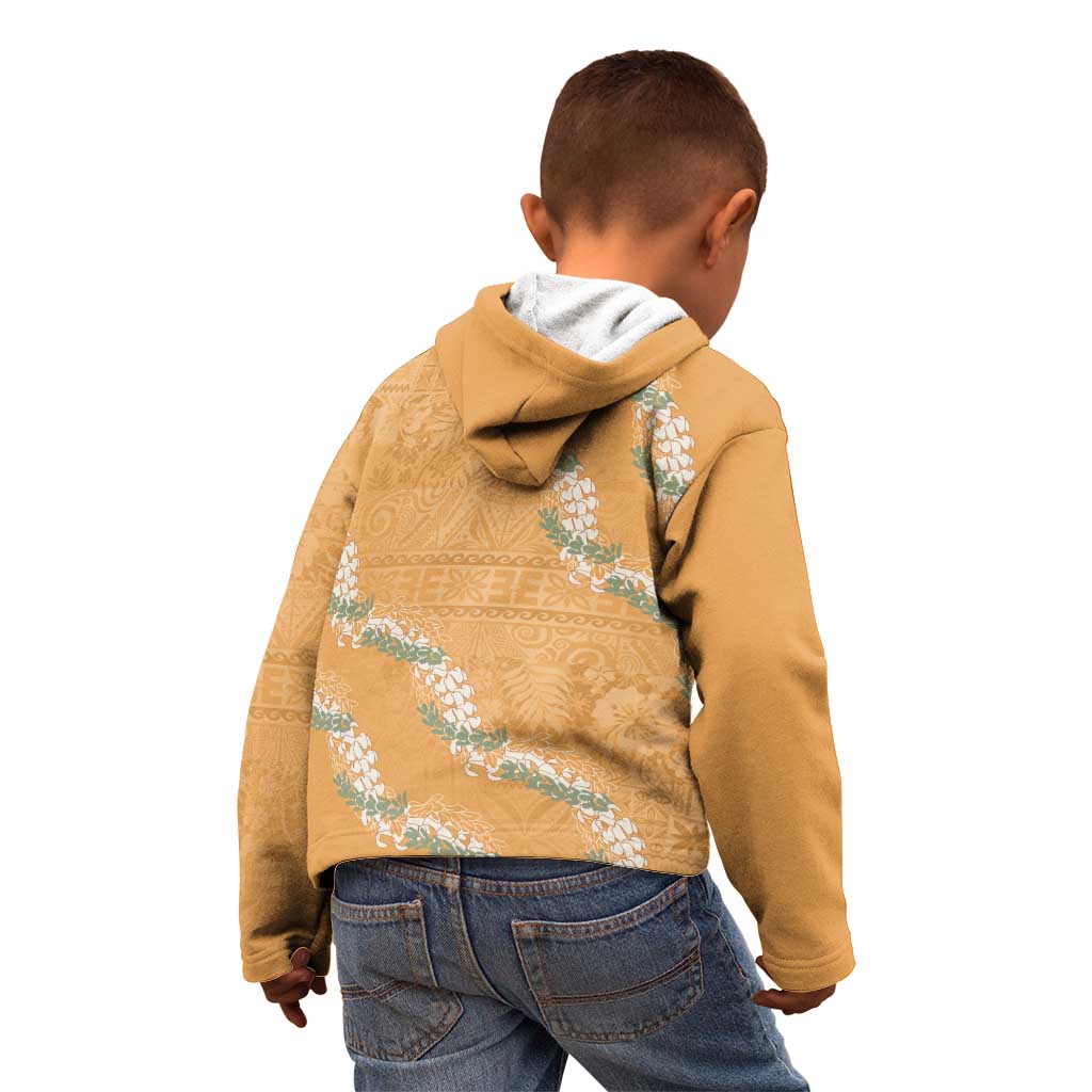 Aloha Pakalana and Puakenikeni Lei Kid Hoodie Gold Hawaiian Pattern
