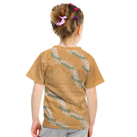Aloha Pakalana and Puakenikeni Lei Kid T Shirt Gold Hawaiian Pattern LT9 - Polynesian Pride