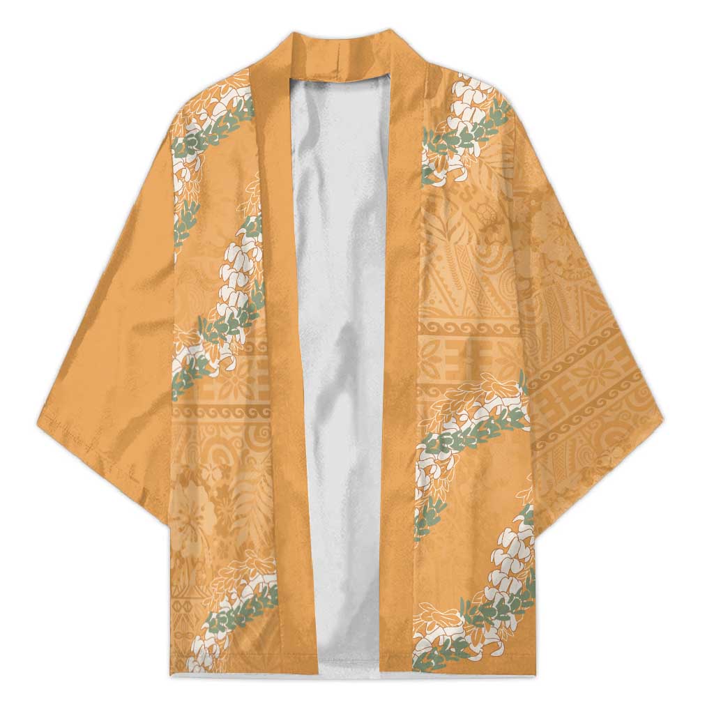 Aloha Pakalana and Puakenikeni Lei Kimono Gold Hawaiian Pattern - Polynesian Pride