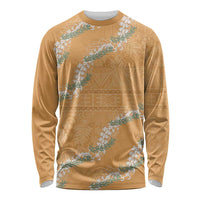 Aloha Pakalana and Puakenikeni Lei Long Sleeve Shirt Gold Hawaiian Pattern LT9 Unisex Gold - Polynesian Pride