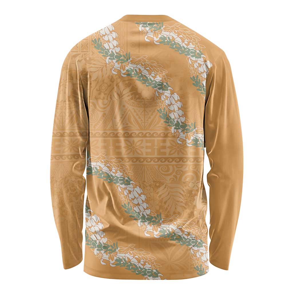 Aloha Pakalana and Puakenikeni Lei Long Sleeve Shirt Gold Hawaiian Pattern LT9 - Polynesian Pride