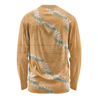 Aloha Pakalana and Puakenikeni Lei Long Sleeve Shirt Gold Hawaiian Pattern LT9 - Polynesian Pride