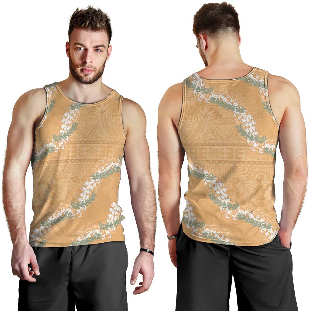 Aloha Pakalana and Puakenikeni Lei Men Tank Top Gold Hawaiian Pattern