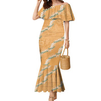 Aloha Pakalana and Puakenikeni Lei Mermaid Dress Gold Hawaiian Pattern LT9 Women Gold - Polynesian Pride