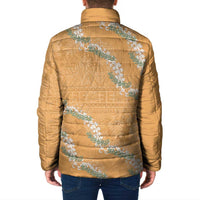 Aloha Pakalana and Puakenikeni Lei Padded Jacket Gold Hawaiian Pattern - Polynesian Pride