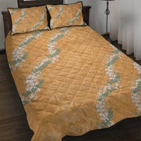 Aloha Pakalana and Puakenikeni Lei Quilt Bed Set Gold Hawaiian Pattern
