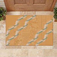 Aloha Pakalana and Puakenikeni Lei Rubber Doormat Gold Hawaiian Pattern