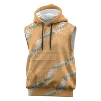 Aloha Pakalana and Puakenikeni Lei Sleeveless Hoodie Gold Hawaiian Pattern - Polynesian Pride