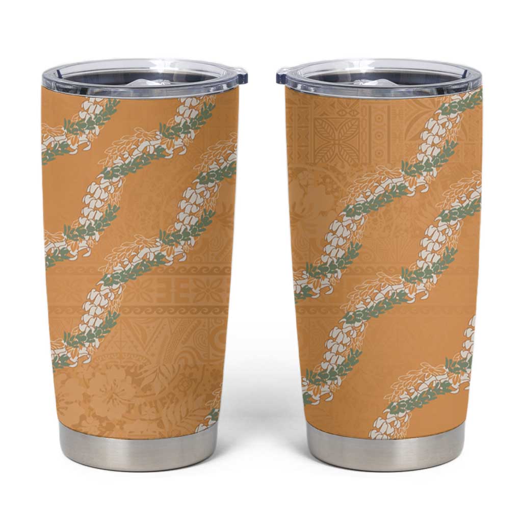 Aloha Pakalana and Puakenikeni Lei Tumbler Cup Gold Hawaiian Pattern