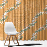 Aloha Pakalana and Puakenikeni Lei Window Curtain Gold Hawaiian Pattern