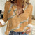 Aloha Pakalana and Puakenikeni Lei Women Casual Shirt Gold Hawaiian Pattern