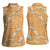 Aloha Pakalana and Puakenikeni Lei Women Sleeveless Polo Shirt Gold Hawaiian Pattern