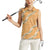 Aloha Pakalana and Puakenikeni Lei Women Sleeveless Polo Shirt Gold Hawaiian Pattern