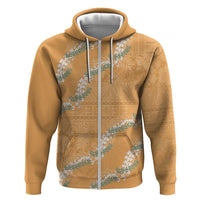 Aloha Pakalana and Puakenikeni Lei Zip Hoodie Gold Hawaiian Pattern