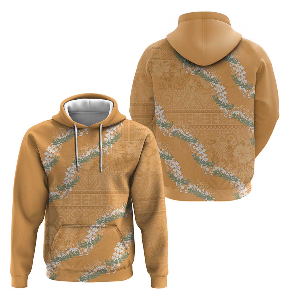 Aloha Pakalana and Puakenikeni Lei Zip Hoodie Gold Hawaiian Pattern