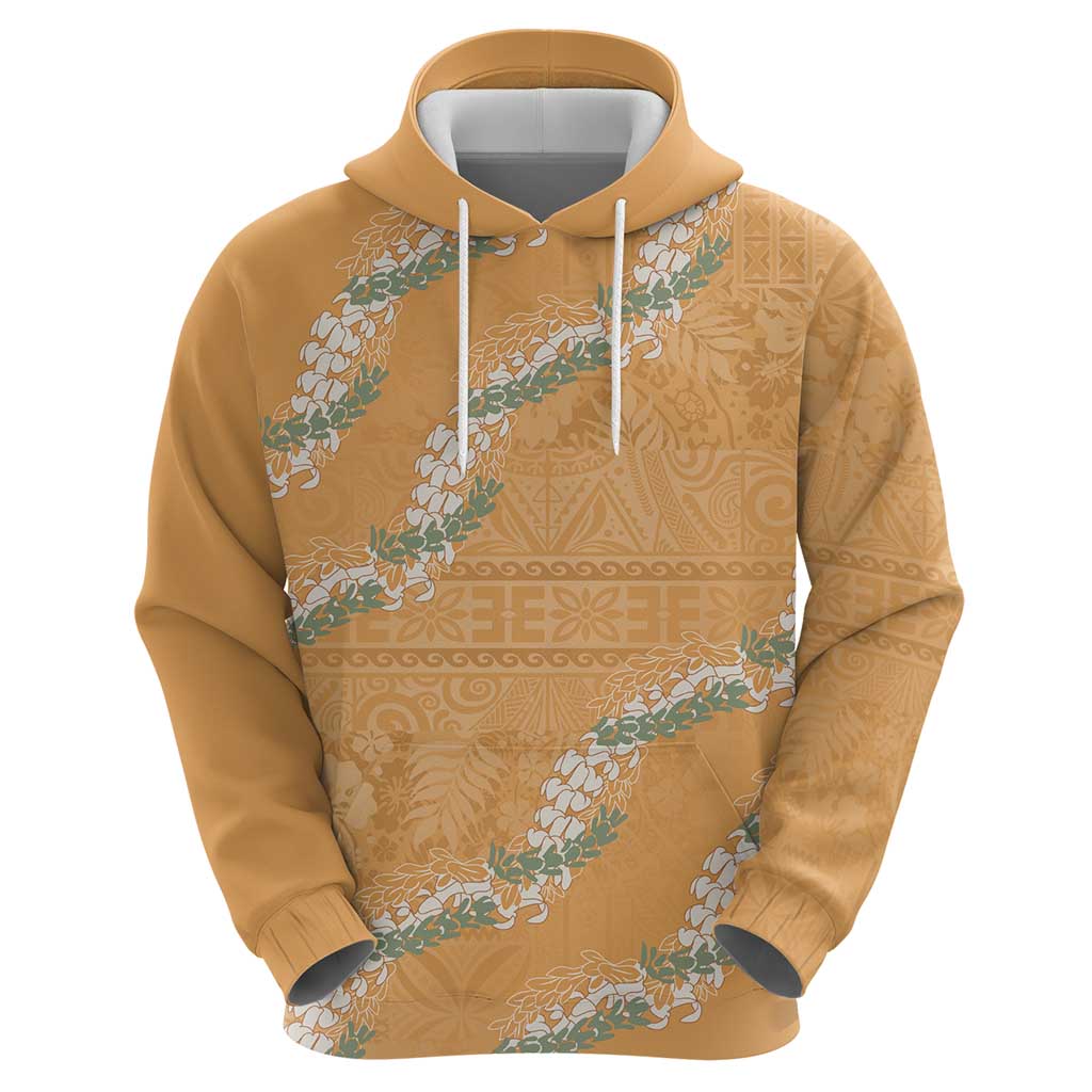 Aloha Pakalana and Puakenikeni Lei Zip Hoodie Gold Hawaiian Pattern