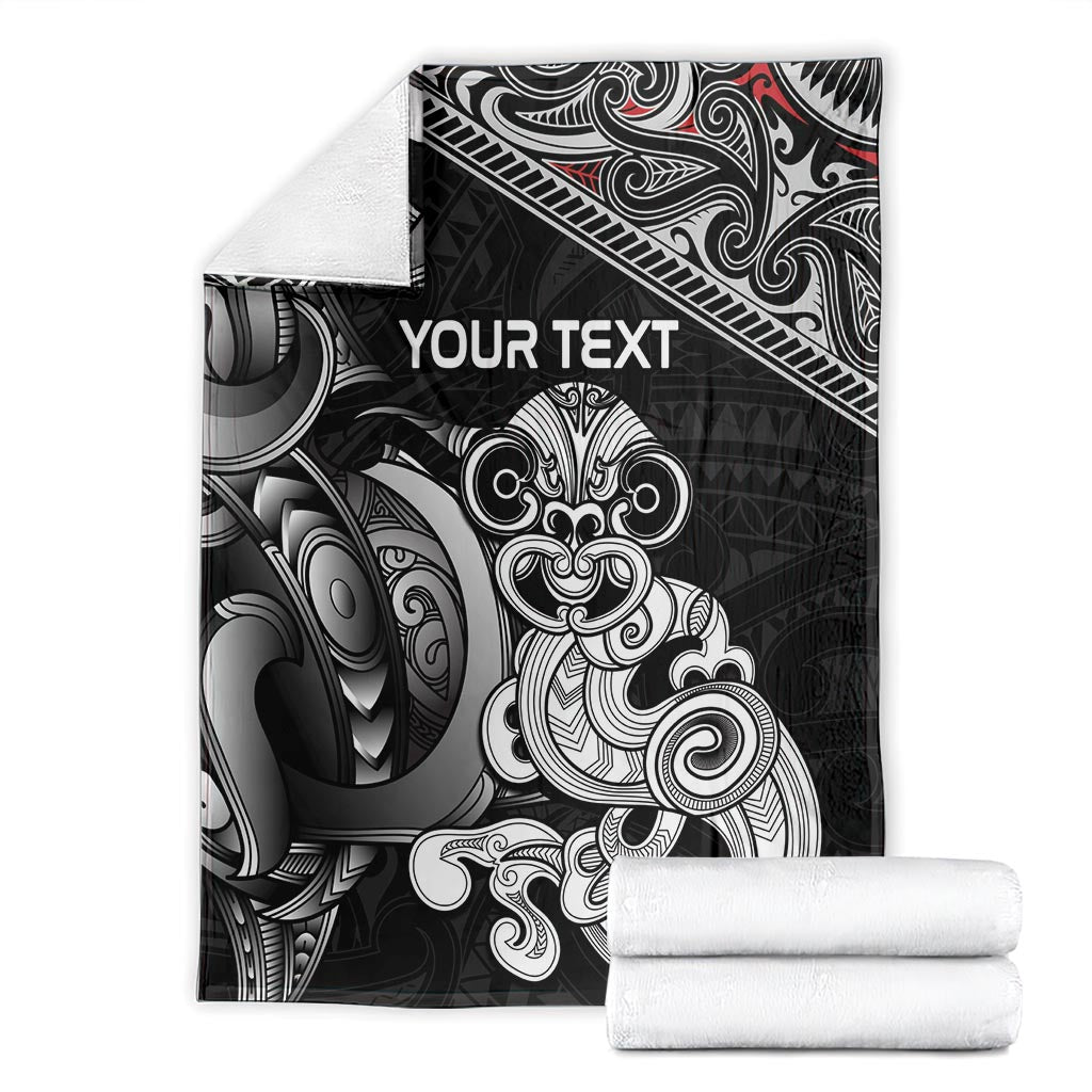 Personalised New Zealand Potae Pango Cricket Blanket Special Maori Hei Tiki Tribal Tattoo