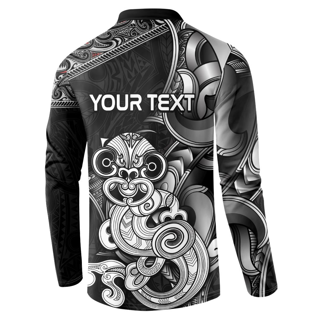 Personalised New Zealand Potae Pango Cricket Button Sweatshirt Special Maori Hei Tiki Tribal Tattoo