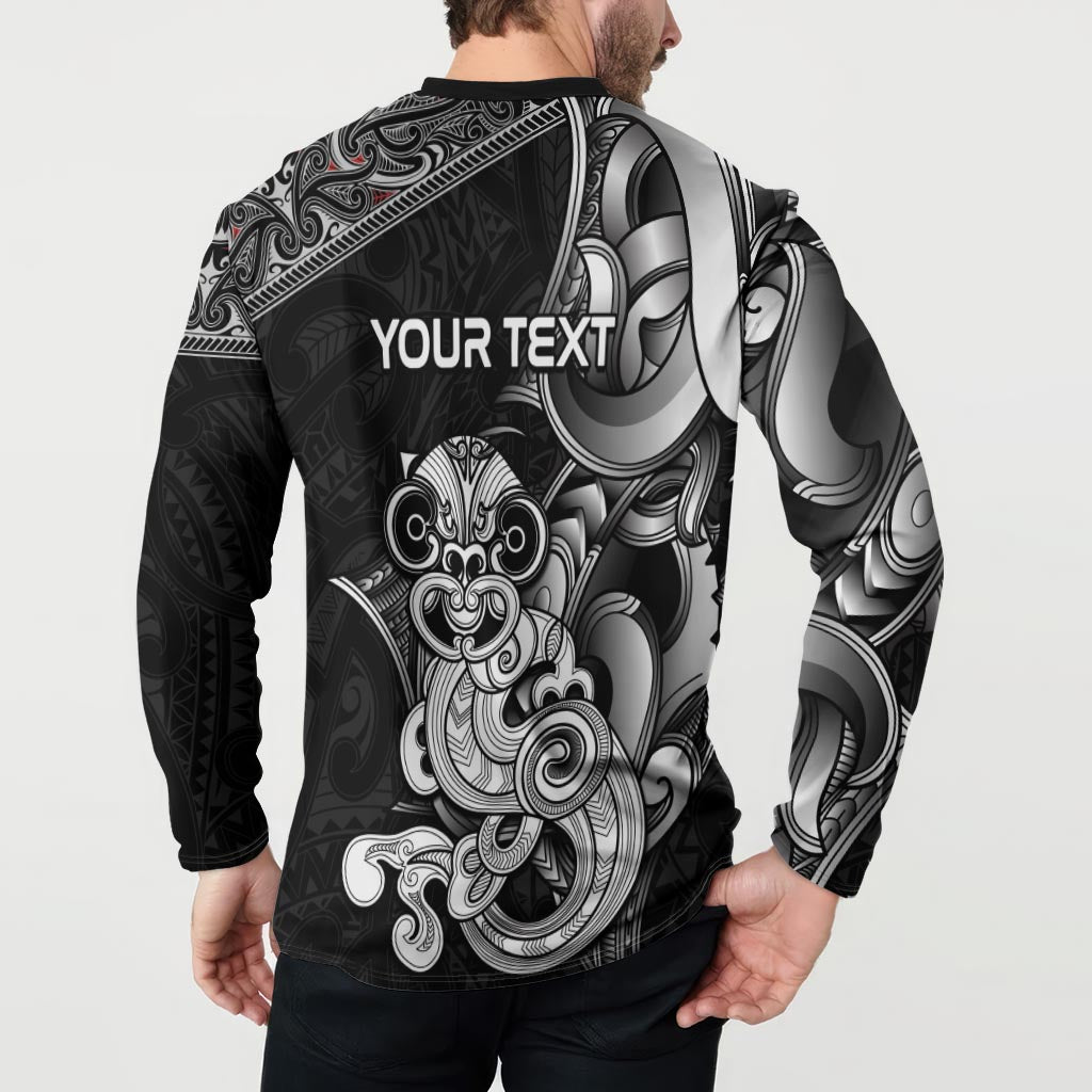 Personalised New Zealand Potae Pango Cricket Button Sweatshirt Special Maori Hei Tiki Tribal Tattoo
