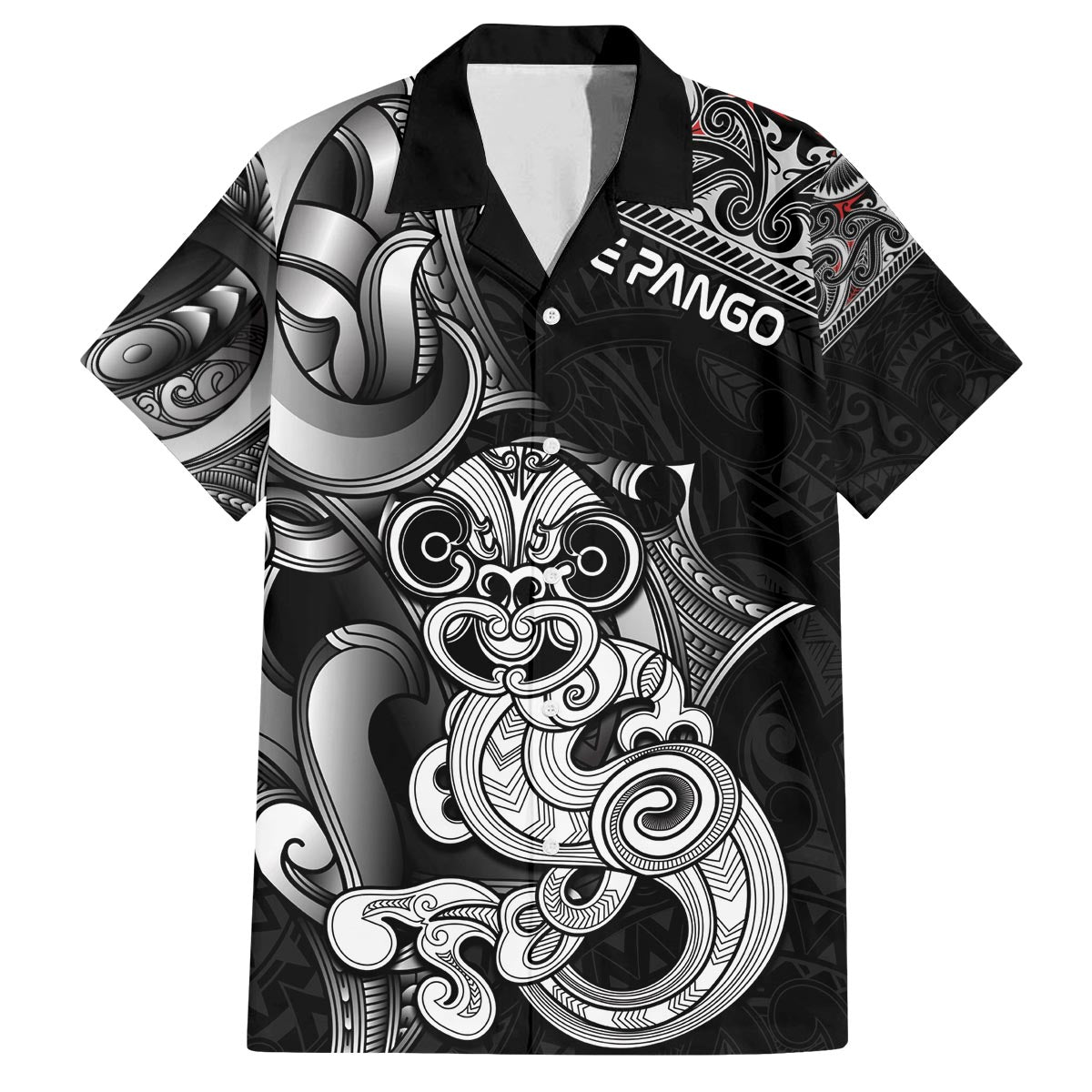 Personalised New Zealand Potae Pango Cricket Family Matching Off The Shoulder Long Sleeve Dress and Hawaiian Shirt Special Maori Hei Tiki Tribal Tattoo LT9 Dad's Shirt - Short Sleeve Black - Polynesian Pride