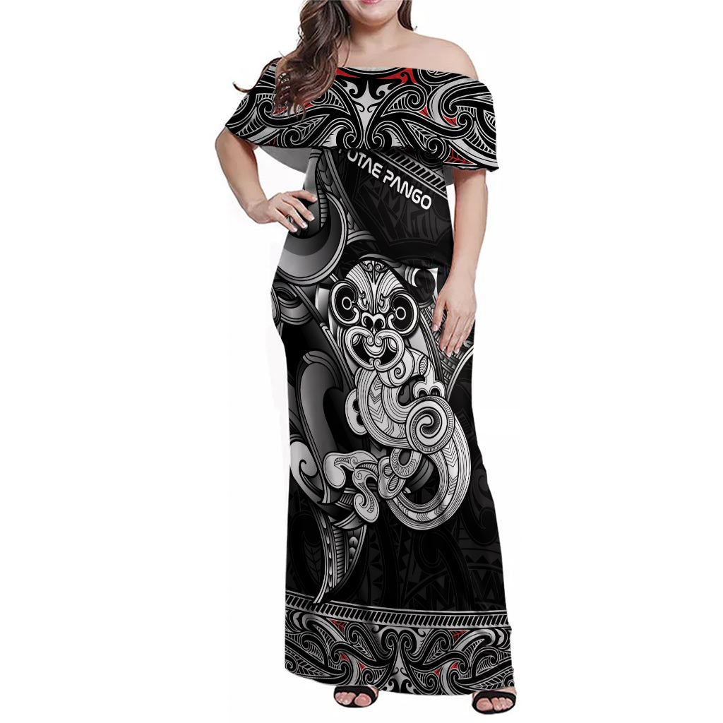 Personalised New Zealand Potae Pango Cricket Family Matching Off Shoulder Maxi Dress and Hawaiian Shirt Special Maori Hei Tiki Tribal Tattoo