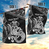 Personalised New Zealand Potae Pango Cricket Garden Flag Special Maori Hei Tiki Tribal Tattoo