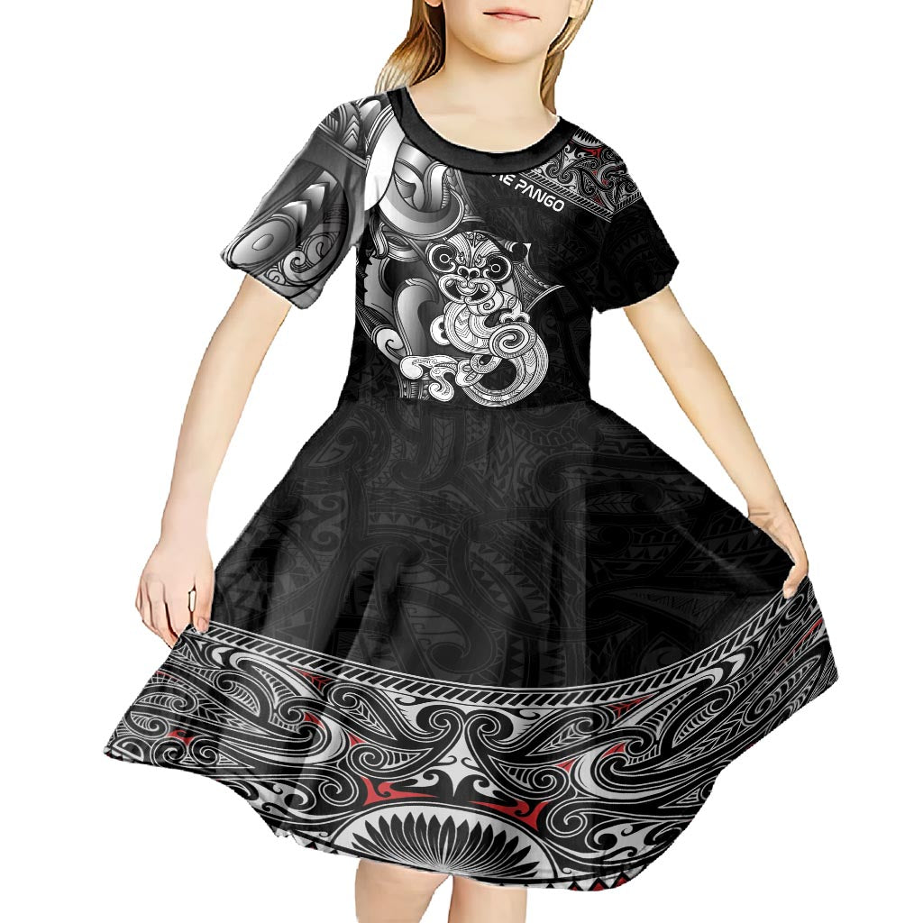 Personalised New Zealand Potae Pango Cricket Kid Short Sleeve Dress Special Maori Hei Tiki Tribal Tattoo