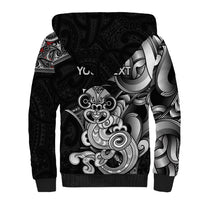Personalised New Zealand Potae Pango Cricket Sherpa Hoodie Special Maori Hei Tiki Tribal Tattoo