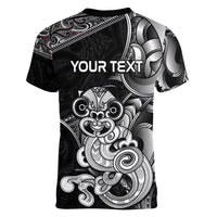 Personalised New Zealand Potae Pango Cricket Women V-Neck T-Shirt Special Maori Hei Tiki Tribal Tattoo
