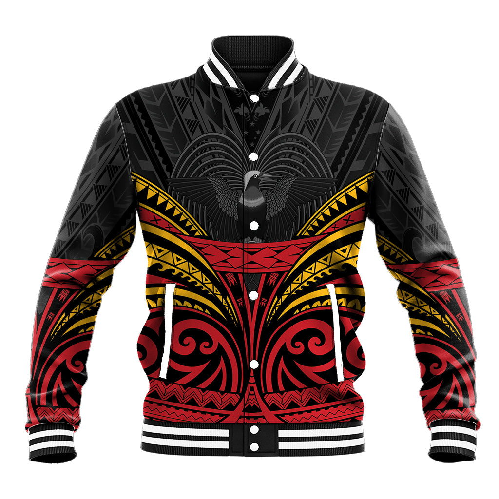 Custom Papua New Guinea Cricket Baseball Jacket PNG Emblem Mix Polyneisan Pattern