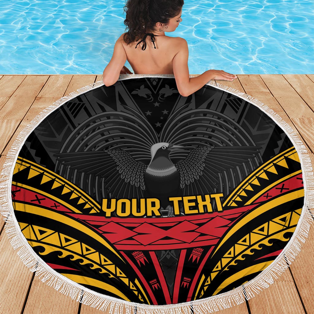 Custom Papua New Guinea Cricket Beach Blanket PNG Emblem Mix Polyneisan Pattern