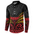 Custom Papua New Guinea Cricket Button Sweatshirt PNG Emblem Mix Polyneisan Pattern