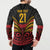 Custom Papua New Guinea Cricket Button Sweatshirt PNG Emblem Mix Polyneisan Pattern