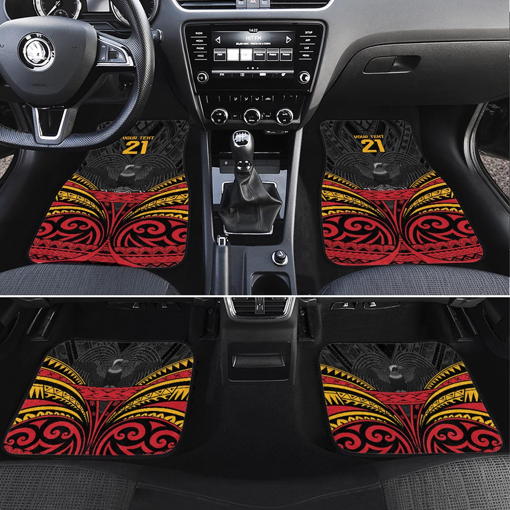 Custom Papua New Guinea Cricket Car Mats PNG Emblem Mix Polyneisan Pattern
