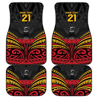 Custom Papua New Guinea Cricket Car Mats PNG Emblem Mix Polyneisan Pattern