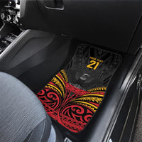 Custom Papua New Guinea Cricket Car Mats PNG Emblem Mix Polyneisan Pattern