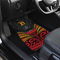 Custom Papua New Guinea Cricket Car Mats PNG Emblem Mix Polyneisan Pattern