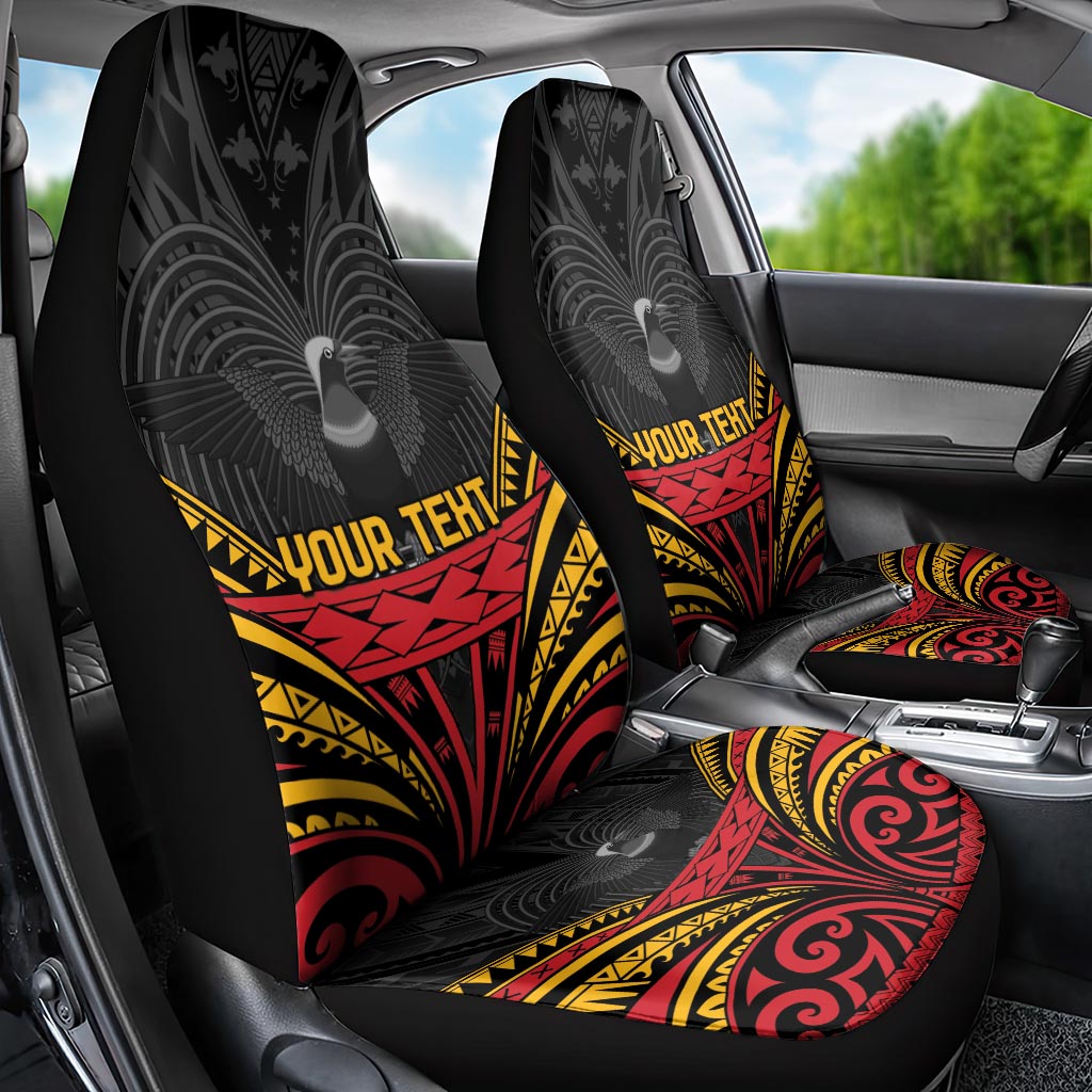 Custom Papua New Guinea Cricket Car Seat Cover PNG Emblem Mix Polyneisan Pattern