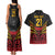Custom Papua New Guinea Cricket Couples Matching Tank Maxi Dress and Hawaiian Shirt PNG Emblem Mix Polyneisan Pattern