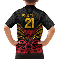 Custom Papua New Guinea Cricket Family Matching Long Sleeve Bodycon Dress and Hawaiian Shirt PNG Emblem Mix Polyneisan Pattern LT9 - Polynesian Pride