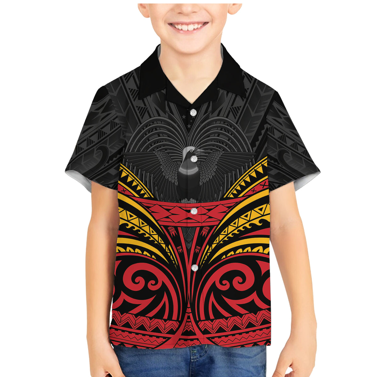 Custom Papua New Guinea Cricket Family Matching Mermaid Dress and Hawaiian Shirt PNG Emblem Mix Polyneisan Pattern