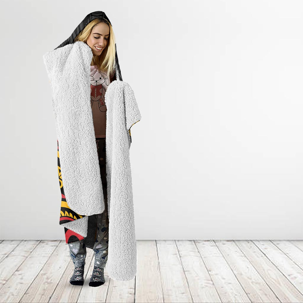 Custom Papua New Guinea Cricket Hooded Blanket PNG Emblem Mix Polyneisan Pattern LT9 - Polynesian Pride