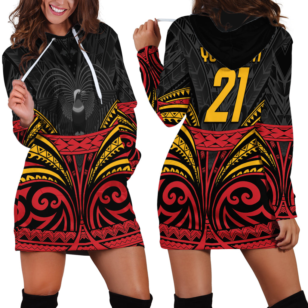 Custom Papua New Guinea Cricket Hoodie Dress PNG Emblem Mix Polyneisan Pattern LT9 - Polynesian Pride